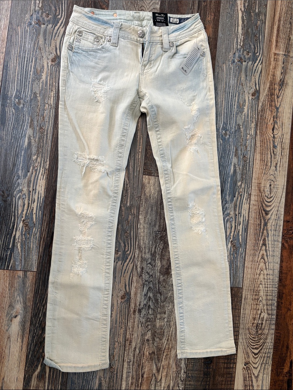 Miss Me Light Blue Distressed Straight Leg Jeans
